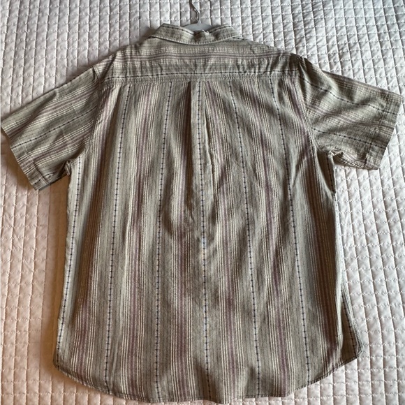 Men's Textured & Striped Button-Down Shirt - Beige and Brown - Picture 4 of 6